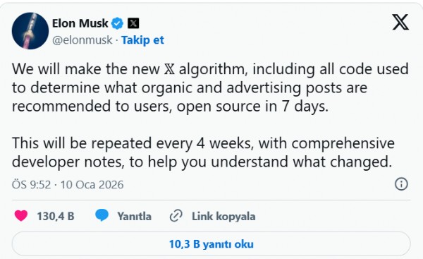 X Algoritmasını Erişime Açıyor!